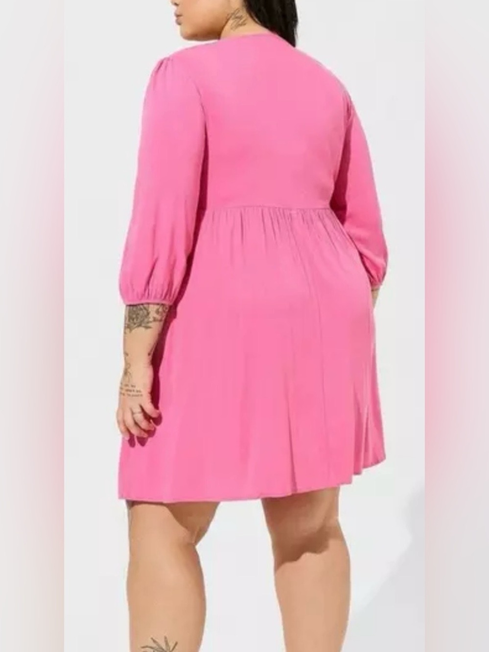 Torrid Mini Rayon Pink Slub Pintuck Neck Skater Dress Size 3X - Picture 3 of 11